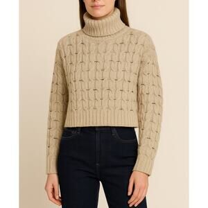 Fenn Wright Manson Wool Cable Knit Cropped Turtleneck Sweater Women's Size S